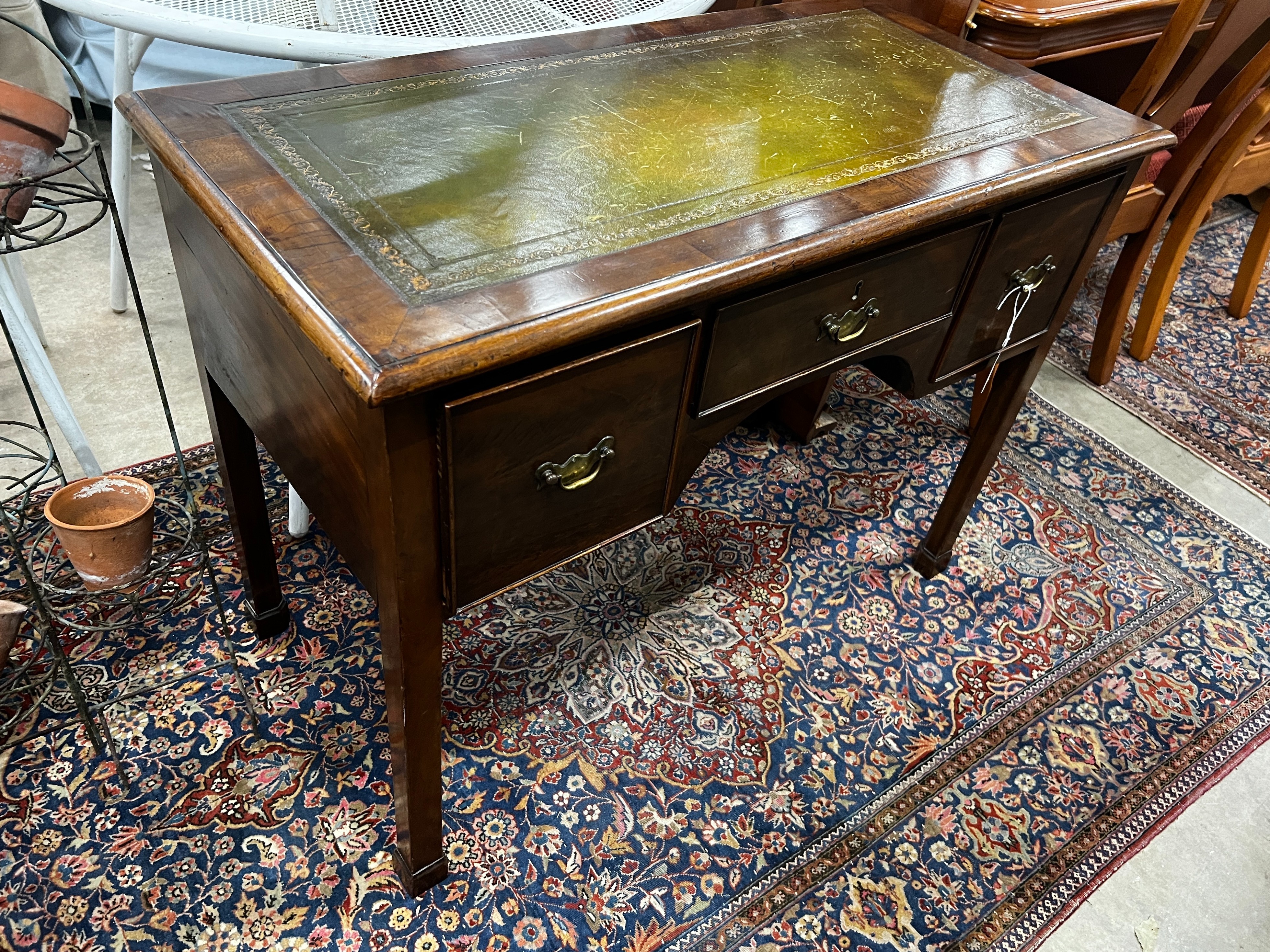 A George III mahogany kneehole writing table, width 97cm, depth 49cm, height 74cm